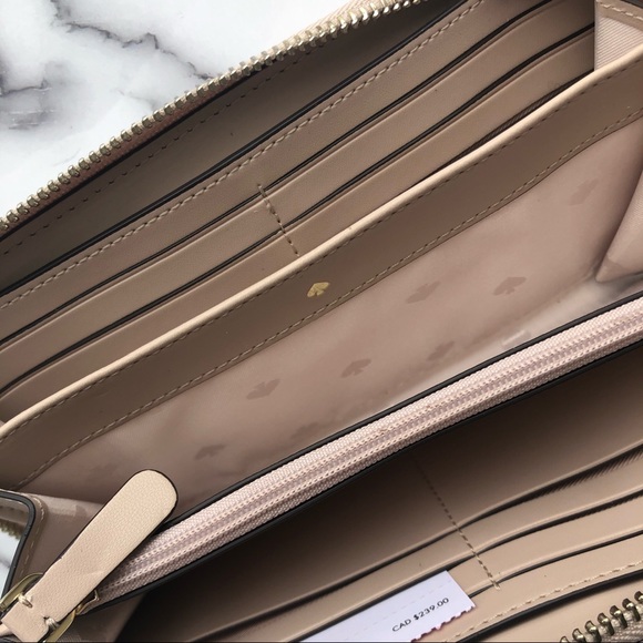 NWT Kate Spade Large Zip-Around Wallet Pale Gold - Picture 3 of 3